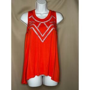 Pol Red Orange Tank Tunic Top S NWOT